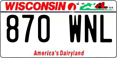 WI license plate 870WNL