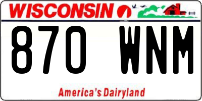 WI license plate 870WNM