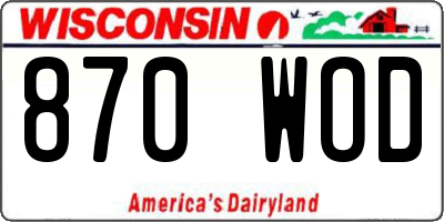WI license plate 870WOD