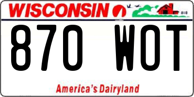 WI license plate 870WOT