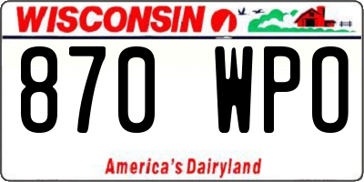 WI license plate 870WPO