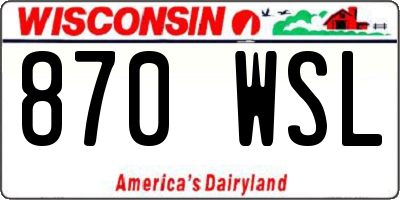 WI license plate 870WSL