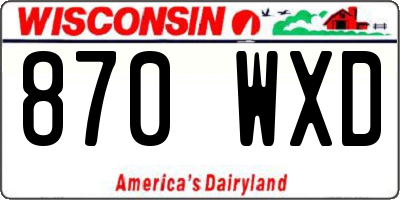 WI license plate 870WXD