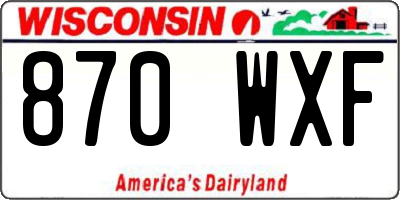 WI license plate 870WXF
