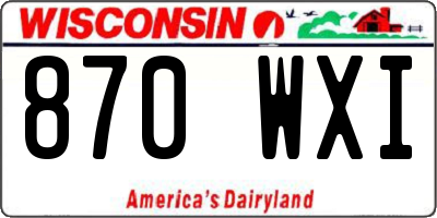 WI license plate 870WXI