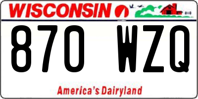 WI license plate 870WZQ