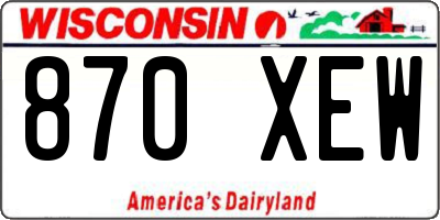WI license plate 870XEW