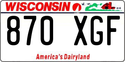 WI license plate 870XGF