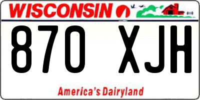 WI license plate 870XJH