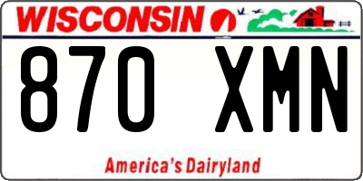 WI license plate 870XMN