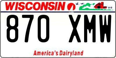 WI license plate 870XMW