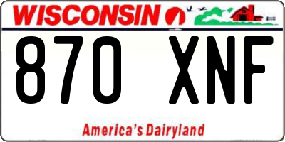 WI license plate 870XNF