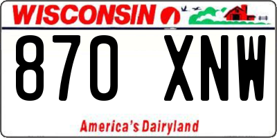 WI license plate 870XNW
