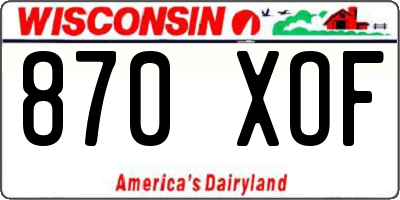 WI license plate 870XOF