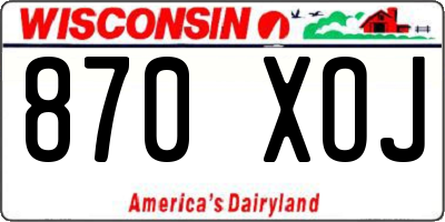 WI license plate 870XOJ