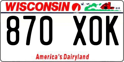 WI license plate 870XOK