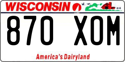WI license plate 870XOM