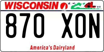 WI license plate 870XON