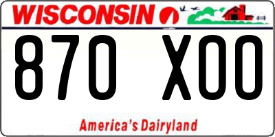 WI license plate 870XOO