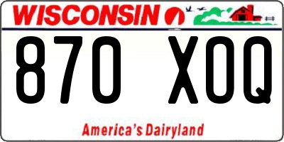 WI license plate 870XOQ