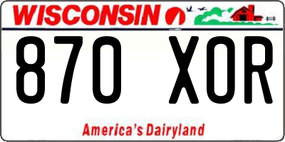 WI license plate 870XOR