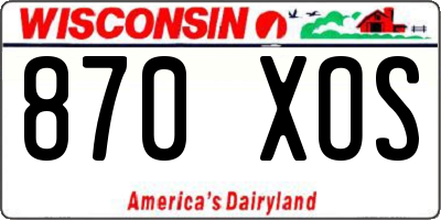 WI license plate 870XOS