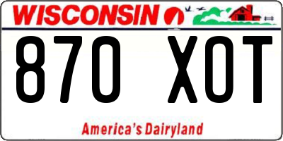 WI license plate 870XOT