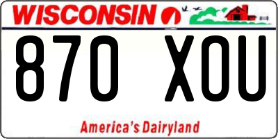 WI license plate 870XOU