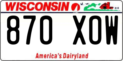 WI license plate 870XOW