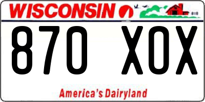 WI license plate 870XOX
