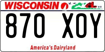 WI license plate 870XOY