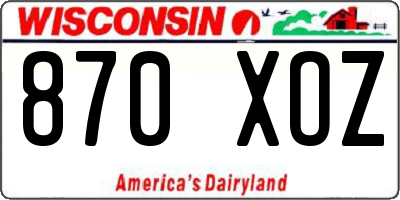 WI license plate 870XOZ
