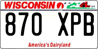 WI license plate 870XPB