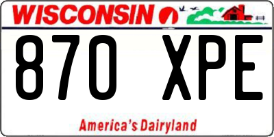 WI license plate 870XPE