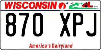WI license plate 870XPJ
