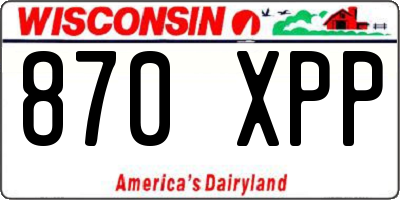 WI license plate 870XPP