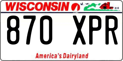 WI license plate 870XPR