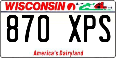 WI license plate 870XPS