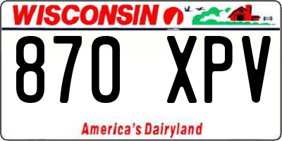 WI license plate 870XPV