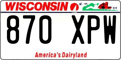 WI license plate 870XPW