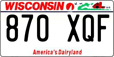 WI license plate 870XQF