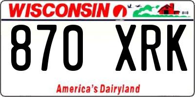 WI license plate 870XRK