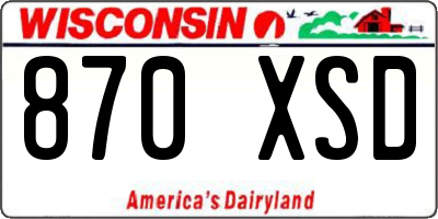 WI license plate 870XSD