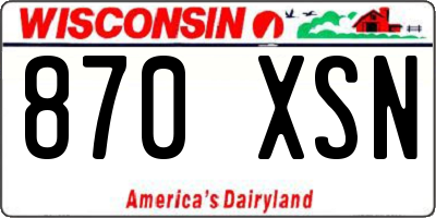 WI license plate 870XSN