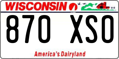 WI license plate 870XSO