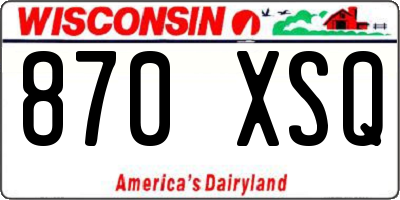 WI license plate 870XSQ