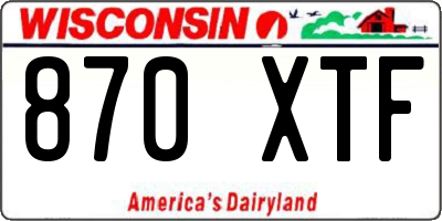 WI license plate 870XTF