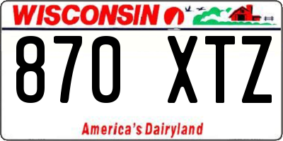 WI license plate 870XTZ