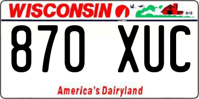 WI license plate 870XUC