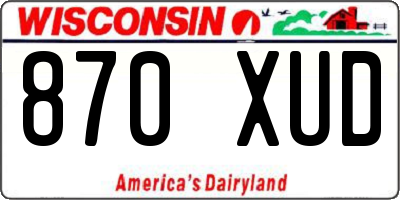 WI license plate 870XUD